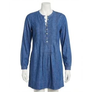 NEW FAHERTY tried and true long sleeve isha dress in dark rain wash